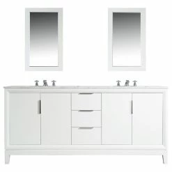Buy 😉 Water Creation Elizabeth 72" Double Sink Carrara White Marble Vanity, Pure White 🎉