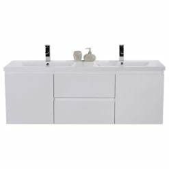 New 💯 Bathroom Vanity Wholesale INC. MOB 60" Wall-Mounted Double Bathroom Vanity In High Gloss White 🧨