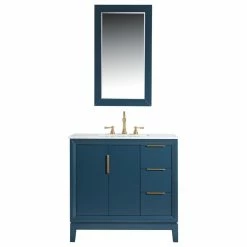 Budget 🤩 Water Creation Elizabeth 36" Single Sink Carrara White Marble Vanity, Monarch Blue 👏