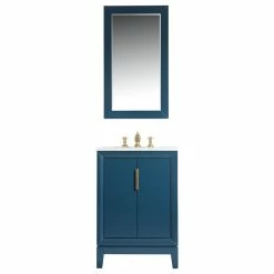 Best deal 👏 Water Creation Elizabeth 24" Single Sink Carrara White Marble Vanity, Monarch Blue ⭐