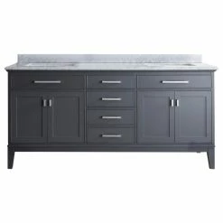 Best reviews of 🔥 Ari Kitchen & Bath Danny 72" Double Bathroom Vanity In Maple Gray With Italian Carrara Marble Top 🌟