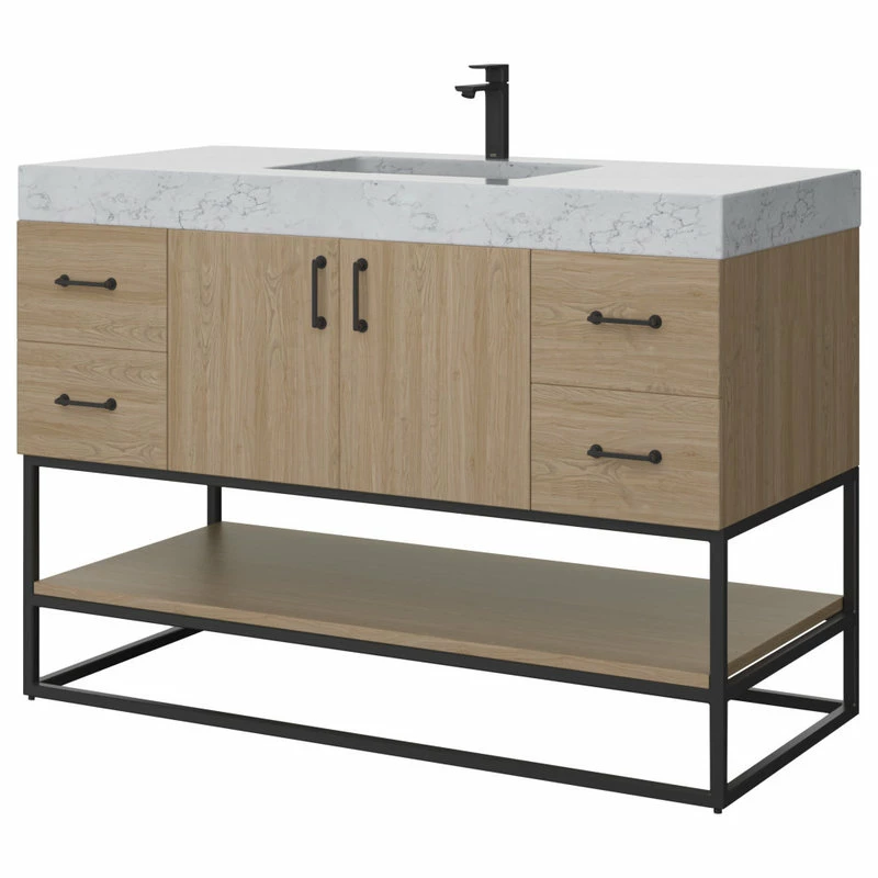 Flash Sale 🛒 MOD Bahia Bath Vanity, Oak, 48", Matte Black Hardware, Single, Freestanding ⌛ - Image 10