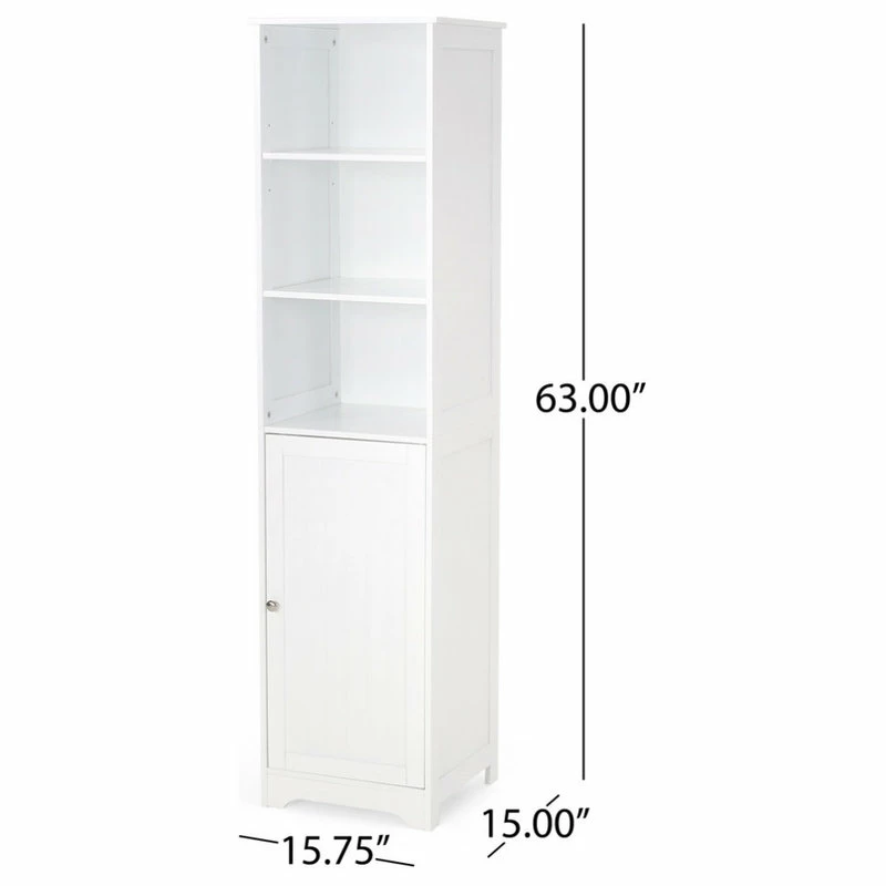 Wholesale 🎁 GDFStudio Lauren Modern Free Standing Bathroom Linen Tower Storage Cabinet, Matte White ✔️ - Image 12