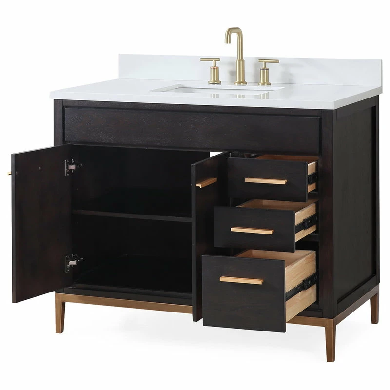 Best reviews of โญ Tennant Brand Beatrice 42" Single Bathroom Vanity In Brown With Quartz Top ๐ - Image 3
