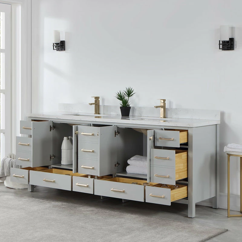 Hot Sale ✨ Vinnova Shannon Bathroom Vanity Set In Paris Gray, 84", Without Mirror 🤩 - Image 7