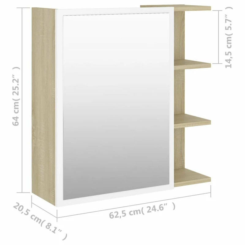 Outlet ๐ Vida XL LLC VidaXL Bathroom Mirror Cabinet White&Sonoma Oak Engineered Wood Furniture ๐งจ - Image 10