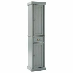 Hot Sale 🤩 Crosley Furniture Seaside Tall Coastal Wooden Linen Cabinet In Distressed Gray ❤️