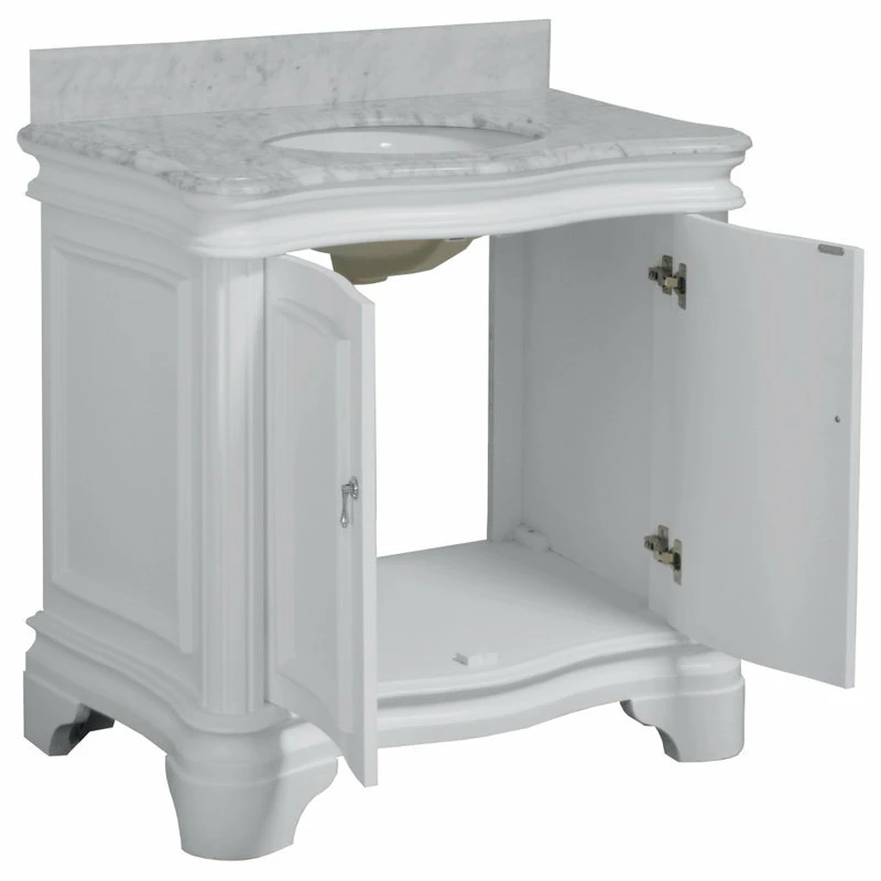 Buy 🎁 Kitchen Bath Collection Katherine 36" Single Bathroom Vanity In White With Carrara Marble Top 😍 - Image 3
