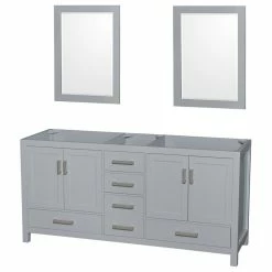 Cheapest 🤩 Wyndham Collection Sheffield 72" Gray Double Vanity, No Top, No Sink, 24" S 🔥