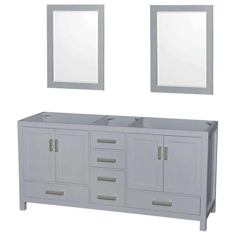 Cheapest 🤩 Wyndham Collection Sheffield 72" Gray Double Vanity, No Top, No Sink, 24" S 🔥