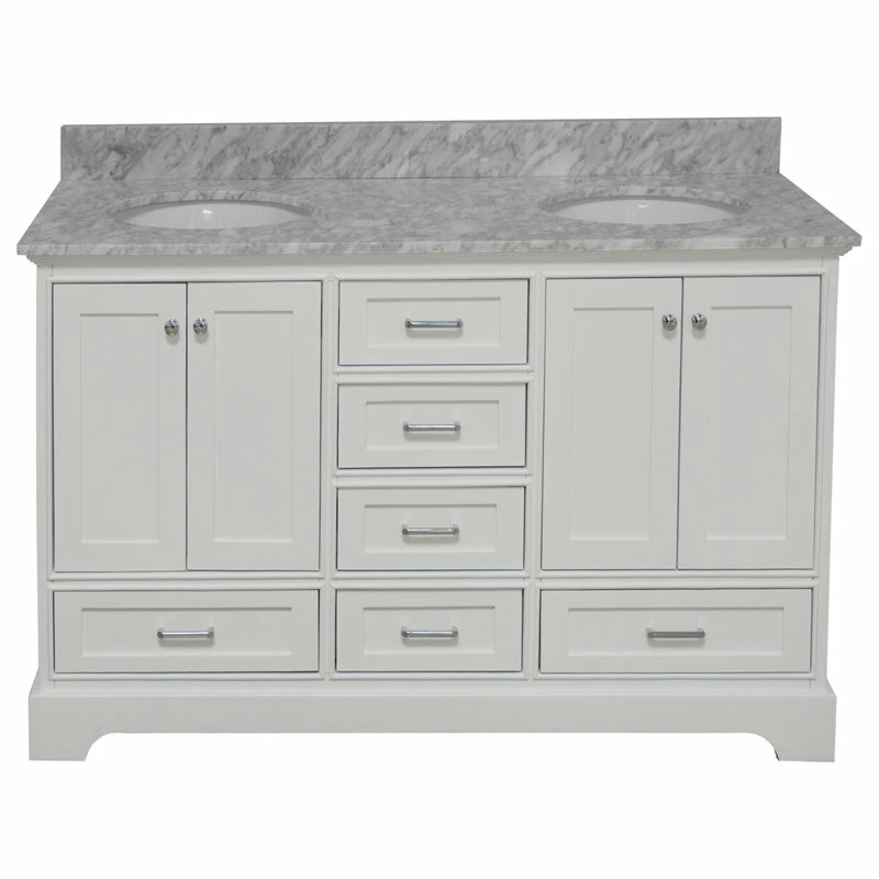 Budget โจ Kitchen Bath Collection Harper 60" Double Bathroom Vanity In White With Carrara Marble Top โจ - Image 6