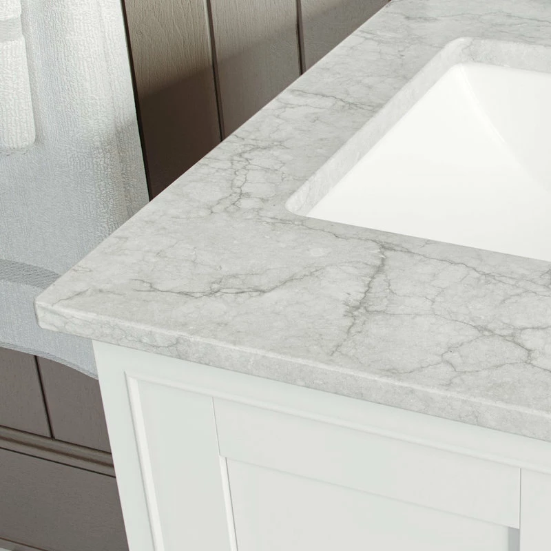 Best deal 🥰 MOD Cascade Bath Vanity, White, 60", Brushed Nickel Hardware, Double, Freestanding 👍 - Image 6