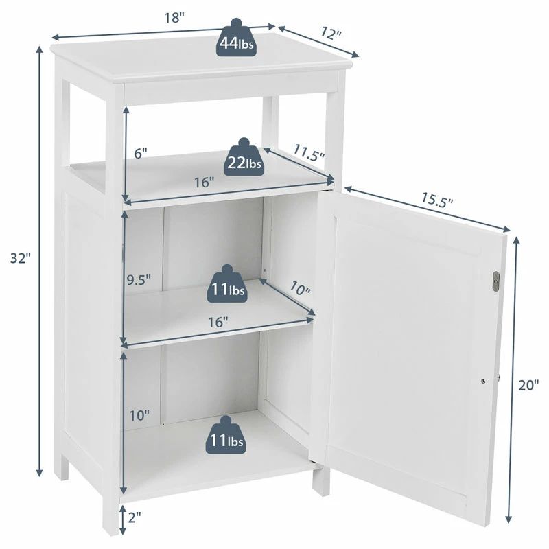 Hot Sale ๐ฏ Costway Bathroom Floor Cabinet Single Door Storage Cupboard W/ Adjustable Shelf ๐ฏ - Image 5