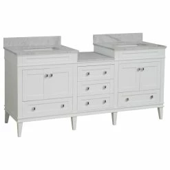 Top 10 ⌛ Kitchen Bath Collection Eleanor 72" Double Bathroom Vanity, White, Carrara Marble 👍