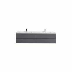 Top 10 🎁 Bathroom Vanity Wholesale INC. MOB 84" Double Sink Wall Mounted Vanity, Acrylic Sink, High Gloss Gray ❤️