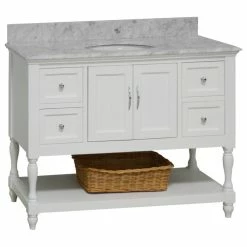Budget 😉 Kitchen Bath Collection Beverly 48" Bathroom Vanity, White, Carrara Marble 🎉
