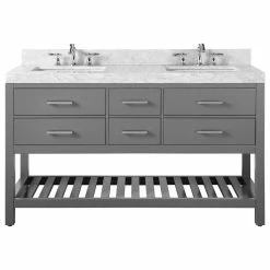 Best Pirce 🔔 Ancerre Designs Elizabeth Bath Vanity, Sapphire Gray, 60", Brushed Nickel Hardware, No Mirror ✔️