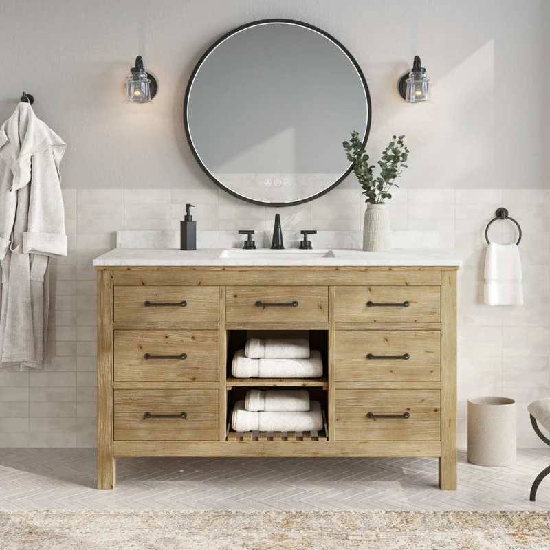 Cheap ๐ MOD Rawley Bath Vanity, Weathered Fir, 55", Single Sink, Freestanding โ๏ธ