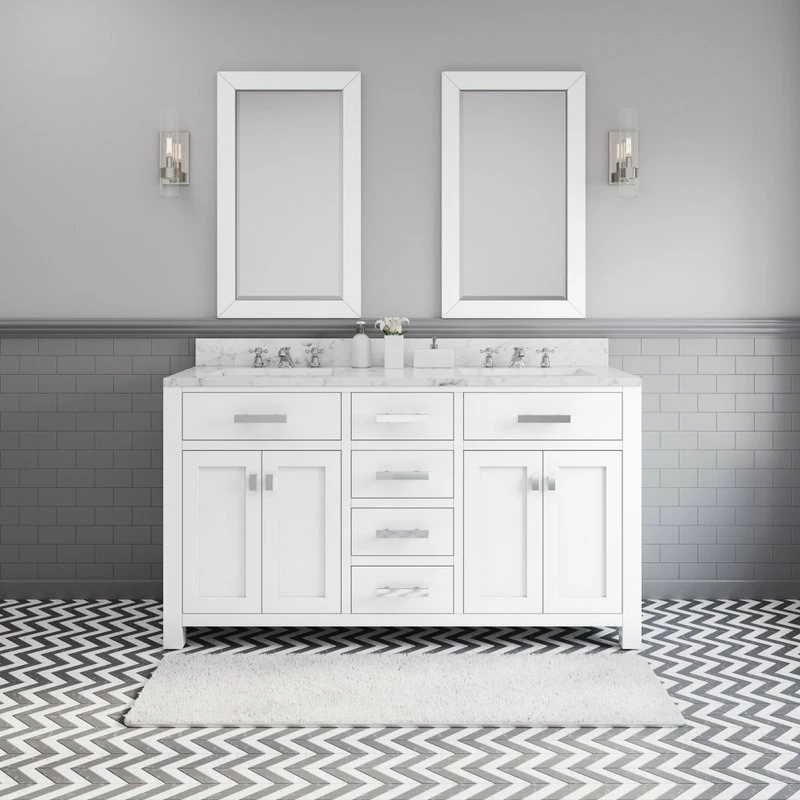 Flash Sale 🎉 Water Creation Madison Pure White Bathroom Vanity, 60", No Mirror, No Faucet 🔥 - Image 2