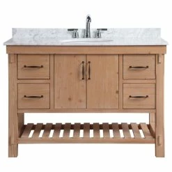 Cheapest 😀 Ari Kitchen & Bath Marina 48" Single Bathroom Vanity In Driftwood With Italian Carrara Marble Top 👏