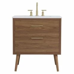 Buy ๐คฉ Elegant Furniture & Lighting Walnut Brown 30" Bathroom Vanity ๐