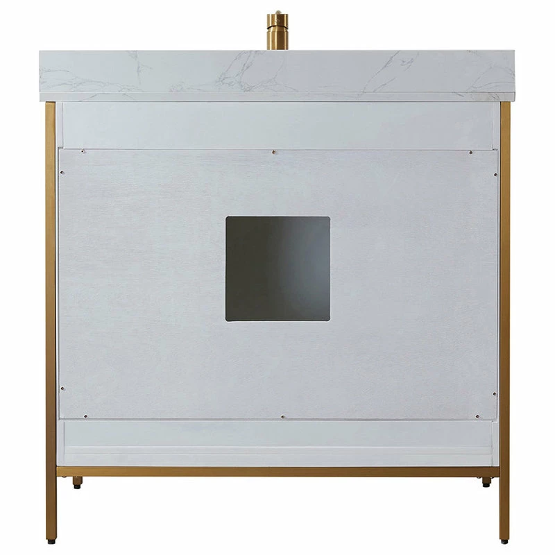 New 😀 Vinnova Granada Vanity With White Composite Stone Top, White, 36", Without Mirror 🛒 - Image 9