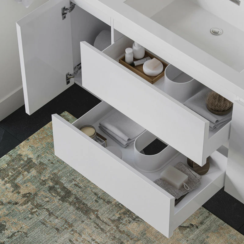 Best deal 🥰 MOD Beacon Bath Vanity, High Gloss White, 48", Single Sink, Wall Mount 😀 - Image 5