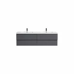 Cheap 🥰 Bathroom Vanity Wholesale INC. MOB 72" Double Sink Wall Mounted Vanity With Acrylic Sink, High Gloss Gray 🔥