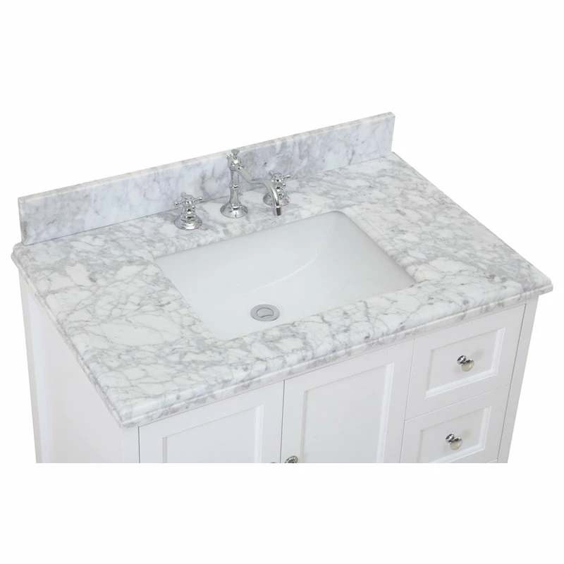 Best deal 👏 Kitchen Bath Collection Madison 36" Bathroom Vanity, White, Carrara Marble 👏 - Image 5