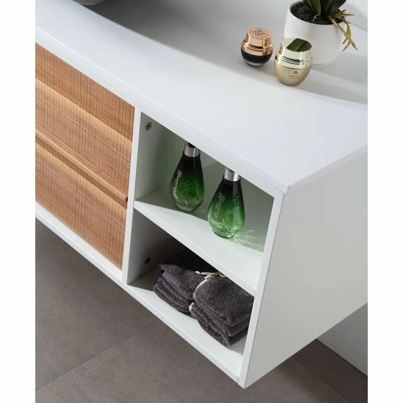 Hot Sale ⭐ Cartisan Design & Build Group, Inc. Goreme 48" Wall Mount Vanity, Open Shelf, Walnut/White 🌟 - Image 10