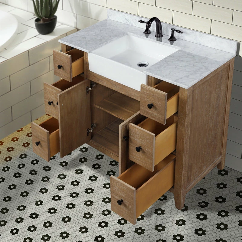 Flash Sale ๐ Ari Kitchen & Bath Sally 42" Single Bathroom Vanity In Ash Brown With Italian Carrara Marble Top โ - Image 3