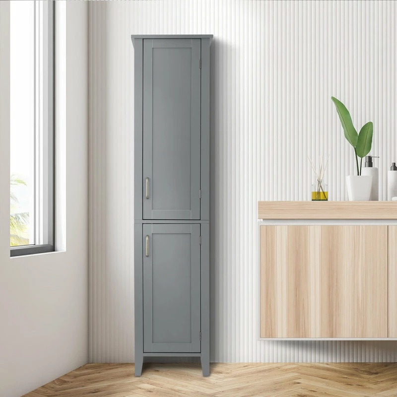 Budget โ๏ธ Versanora Wooden Bathroom Cabinet Linen Tower Grey ๐งจ - Image 3