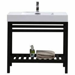 Top 10 🥰 KUBEBATH Cisco 36" Stainless Steel Console With Acrylic Sink, Matte Black, Black 🔥