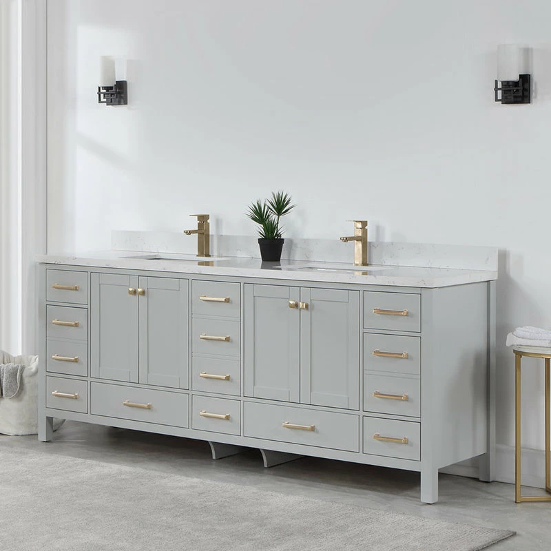 Hot Sale ✨ Vinnova Shannon Bathroom Vanity Set In Paris Gray, 84", Without Mirror 🤩 - Image 4