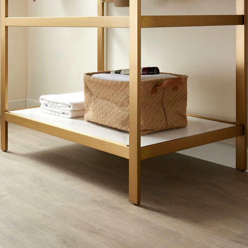 Cheapest ๐ Vinnova Funes Bath Vanity, Metal Support, Sintered Stone Top, Brushed Gold, 36'', White ๐ - Image 7