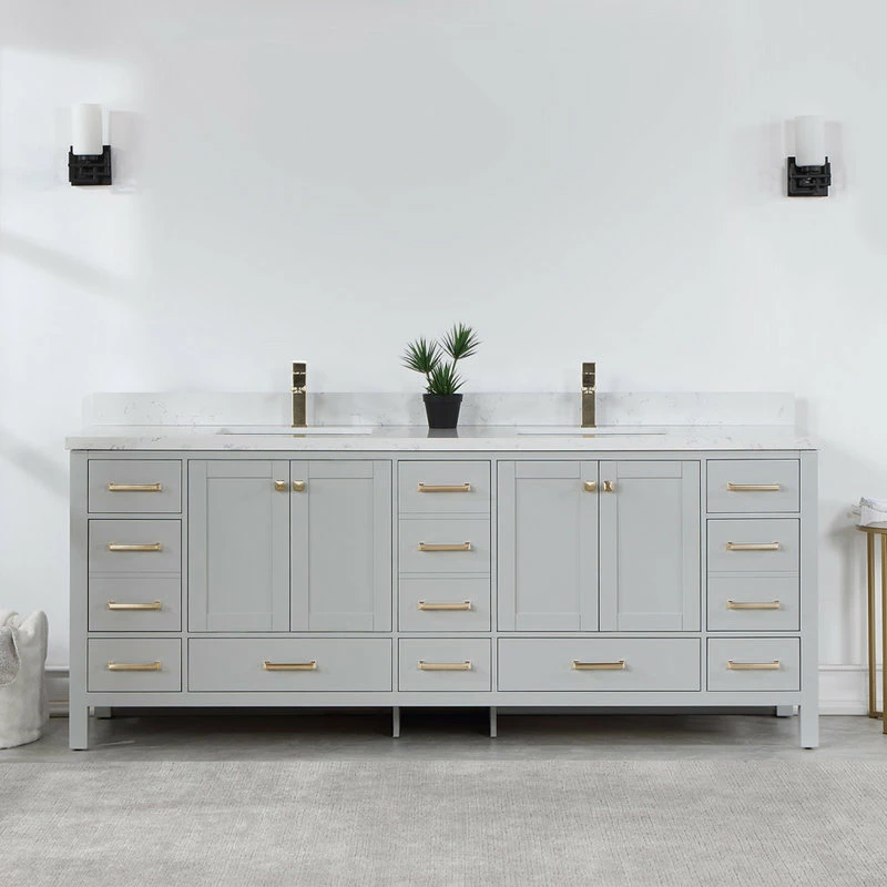 Hot Sale ✨ Vinnova Shannon Bathroom Vanity Set In Paris Gray, 84", Without Mirror 🤩 - Image 3