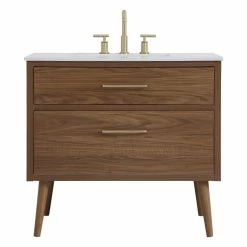 Outlet โค๏ธ Elegant Furniture & Lighting Walnut Brown 36" Bathroom Vanity ๐