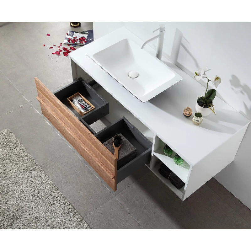 Hot Sale ⭐ Cartisan Design & Build Group, Inc. Goreme 48" Wall Mount Vanity, Open Shelf, Walnut/White 🌟 - Image 6