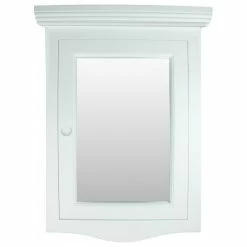 Hot Sale 😉 Renovators Supply Manufacturing Corner Medicine Cabinet White Hardwood Wall Mount With Easy Clean Mirror 👍