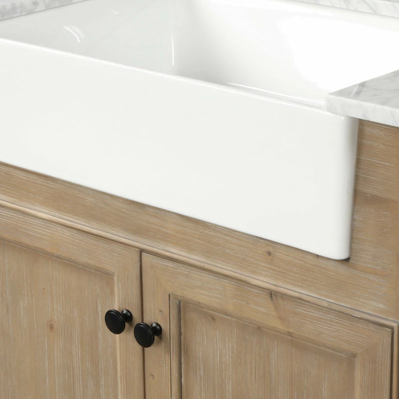 Best deal โ๏ธ Ari Kitchen & Bath Kelly 60" Bathroom Vanity, Weathered Fir Finish, Italian Carrara Marble Countert โค๏ธ - Image 4