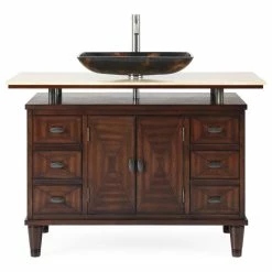 Best reviews of 💯 Chans Furniture 48” Verdana Vessel Sink Bathroom Vanity With Faucet Set 🔥