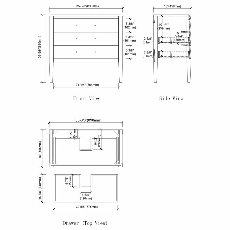 Deals ๐ Dowell K&B Supplies Grace 36" Single Bathroom Vanity Set, Black With Brass Trim ๐ - Image 4