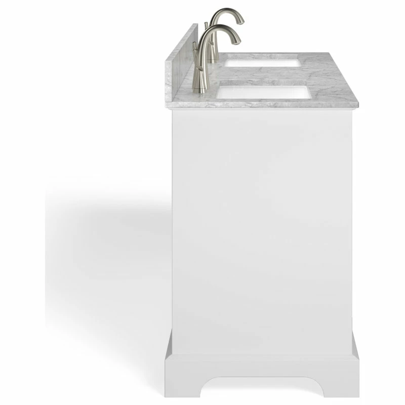 Best deal 🥰 MOD Cascade Bath Vanity, White, 60", Brushed Nickel Hardware, Double, Freestanding 👍 - Image 11