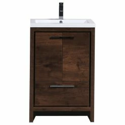 Flash Sale 😉 Bathroom Vanity Wholesale INC. MOD Free Standing Vanity With 2-Doors, Rosewood, 24" 🥰