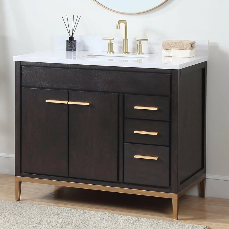 Best reviews of โญ Tennant Brand Beatrice 42" Single Bathroom Vanity In Brown With Quartz Top ๐ - Image 5