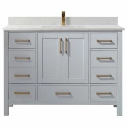 Promo ๐ฅฐ Vinnova Shannon Bathroom Vanity Set In Paris Gray, 48", Without Mirror ๐
