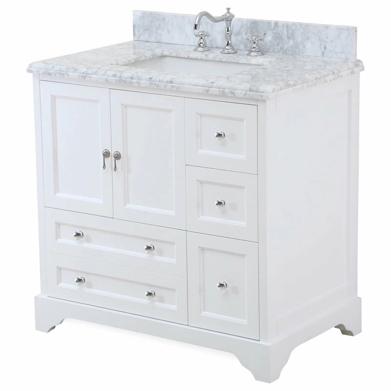 Best deal 👏 Kitchen Bath Collection Madison 36" Bathroom Vanity, White, Carrara Marble 👏 - Image 3