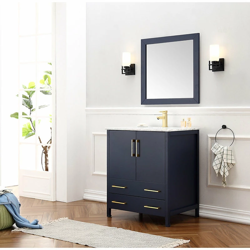 Best Sale ๐ Legion Furniture Looking Glass 30" Single Bathroom Vanity In Blue With White Carrara Marble Top With Mirror ๐ - Image 5