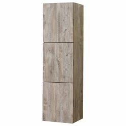 Budget 🧨 KUBEBATH Bliss 18"W X 59"H Linen Side Cabinet, 3 Doors, Gray Oak Finish, Nature Wood 🎉