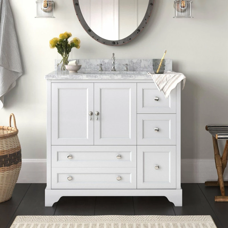 Best deal 👏 Kitchen Bath Collection Madison 36" Bathroom Vanity, White, Carrara Marble 👏 - Image 7